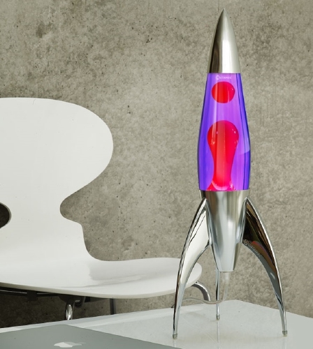 Telstar raket lavalamp Zilver - Violet met Rode lava