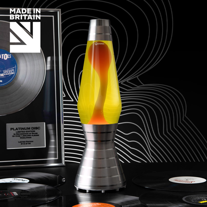 Mathmos Astro Platinum Vinyl Lavalamp Geel/Oranje